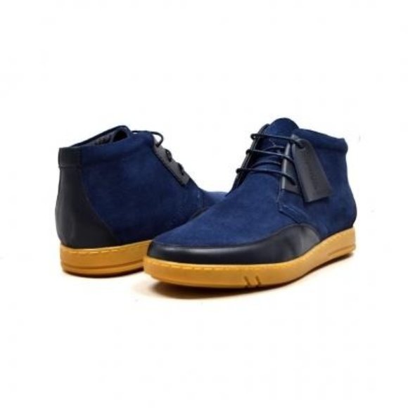 British Walkers Birmingham Bally Style Men's Navy Blue Suede High Tops